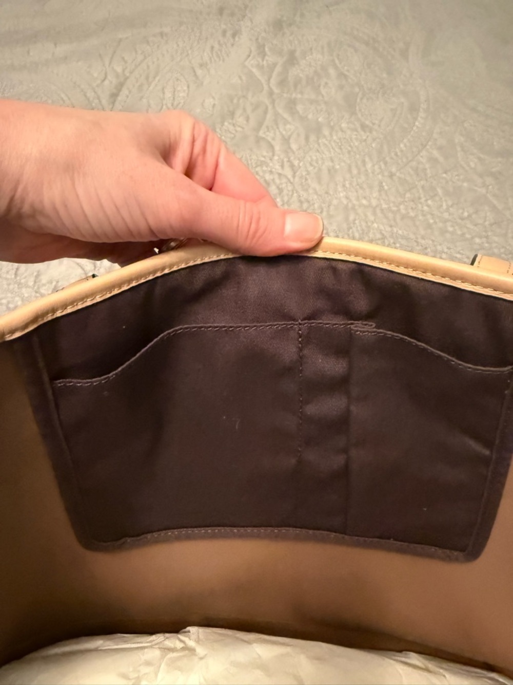 Like New Coach Dark Brown Tote with Tan Trim - Picture 5 of 13